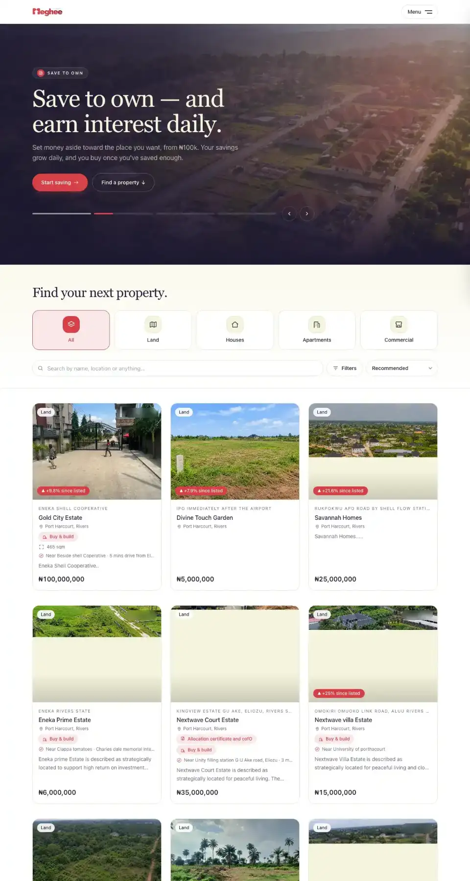 Meghee Real Estate website